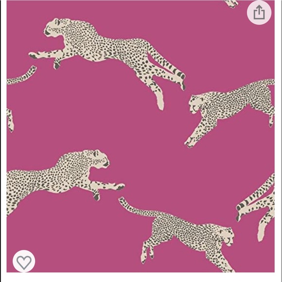 SCALAMADRE’ NUWALLPAPER, LEAPING CHEETAH. BUBBLEGUM PINK 5 ROLLS - Picture 12 of 15